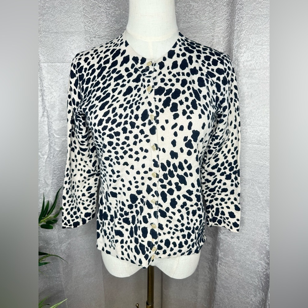 Charter Club Women’s Animal Print Button-Down Sweater Cardigan Beige Black P/S